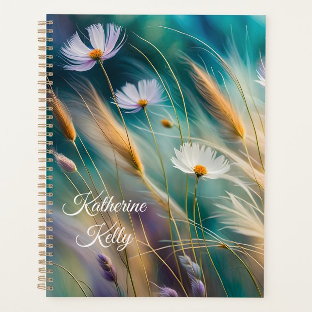 Pastel Cosmos and Grasses, Whispers of Nature Planner (Front)