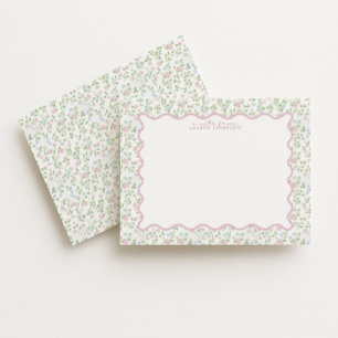 Pastel Cottage Floral Wavy Frame Note Card