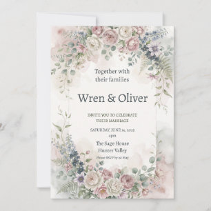 Pastel Cottage Garden Wedding Invitation