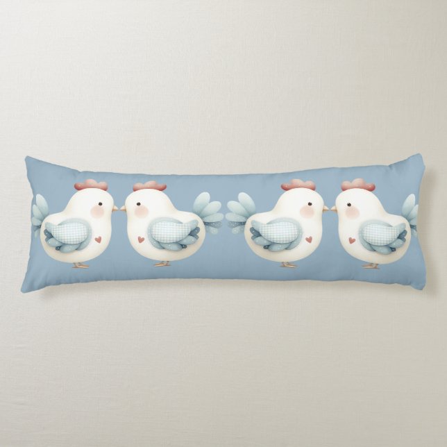 Pastel Cottagecore Chicken Body Pillow (Front)