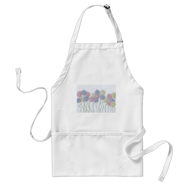 Pastel Cotton Ball Flower Scene Apron (Front)