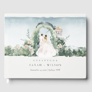 Pastel Couple Floral Garden Arch Botanical Wedding Guest Book
