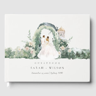 Pastel Couple Floral Garden Arch Botanical Wedding Guest Book
