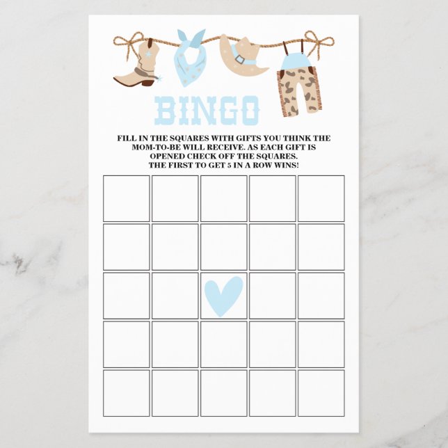 Pastel Cowboy Baby Shower Games Flyer (Front)