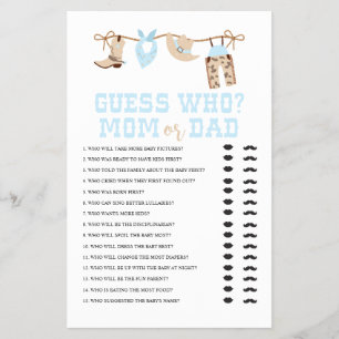Pastel Cowboy Baby Shower Games Flyer