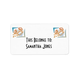 pastel crab design label