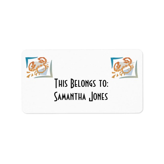 pastel crab design label (Front)