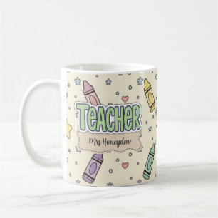 Pastel Crayon Teacher School Pattern  Coffee Mug