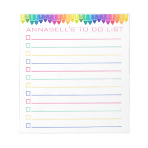 Pastel Crayons To Do List Personalize Notepad