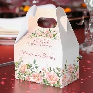 Pastel cream blush pink roses personalized favor box
