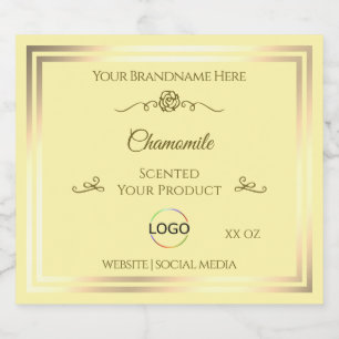 Pastel Cream Product Label Gold Frame with Logo