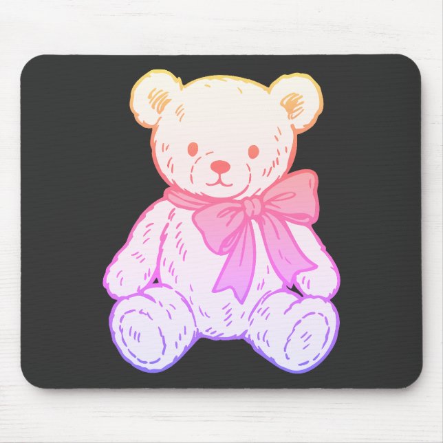 Pastel Creepy Cute Teddy Bear Seamless Pattern on  Mouse Pad (Front)
