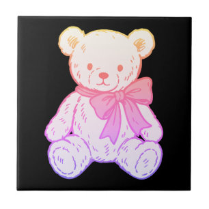Pastel Creepy Cute Teddy Bear Seamless Pattern on  Tile