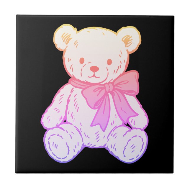 Pastel Creepy Cute Teddy Bear Seamless Pattern on  Tile (Front)