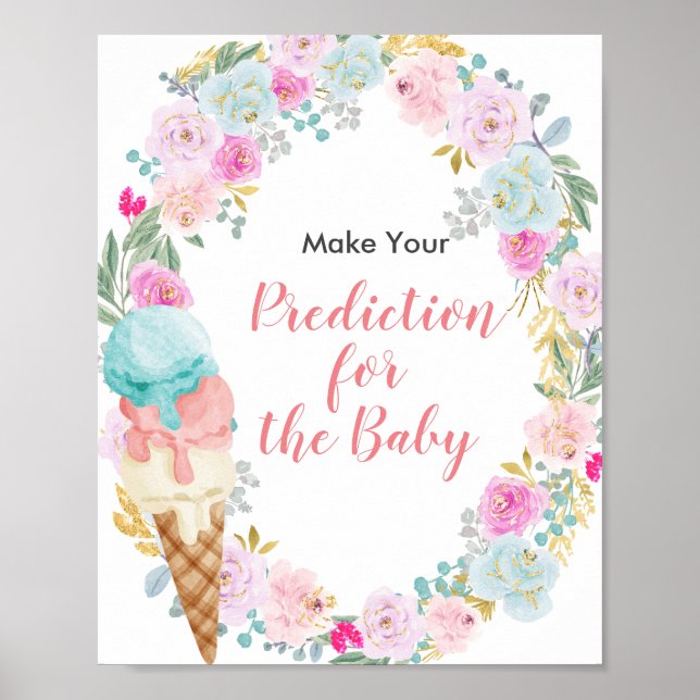 Pastel Crème glacée Prédictions pour bébé Poster (Devant)