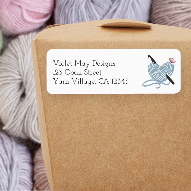 Pastel Crochet Hook Fil Papillon Adresse de retour (Return address labels for crochet lover, LYS or online yarn retailer)