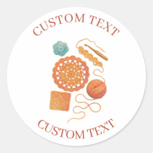 Pastel Crochet hook Yarn Watercolor Crocheting Classic Round Sticker