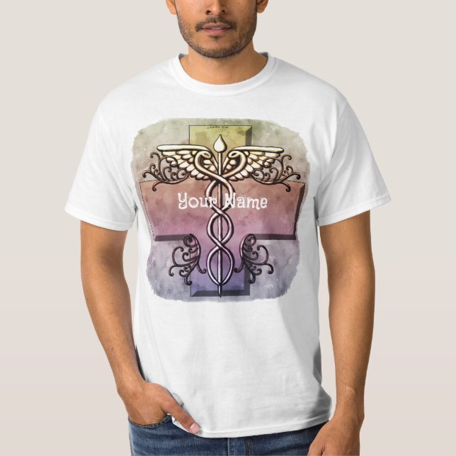 Pastel Cross Caduceus T-Shirt (Front)