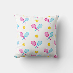 Pastel Crossed tennis rackets white Throw Pillow