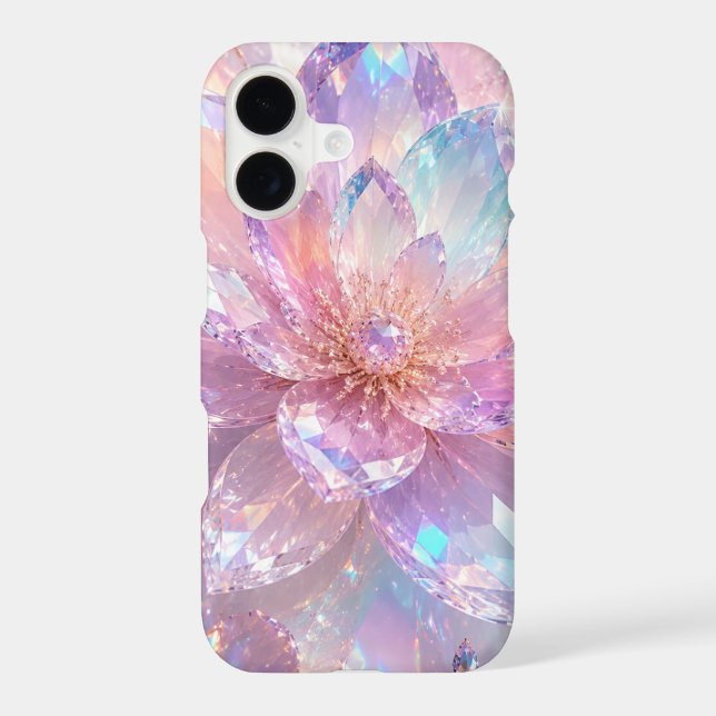 Pastel Crystal Bloom iPhone 16 Case (Back)