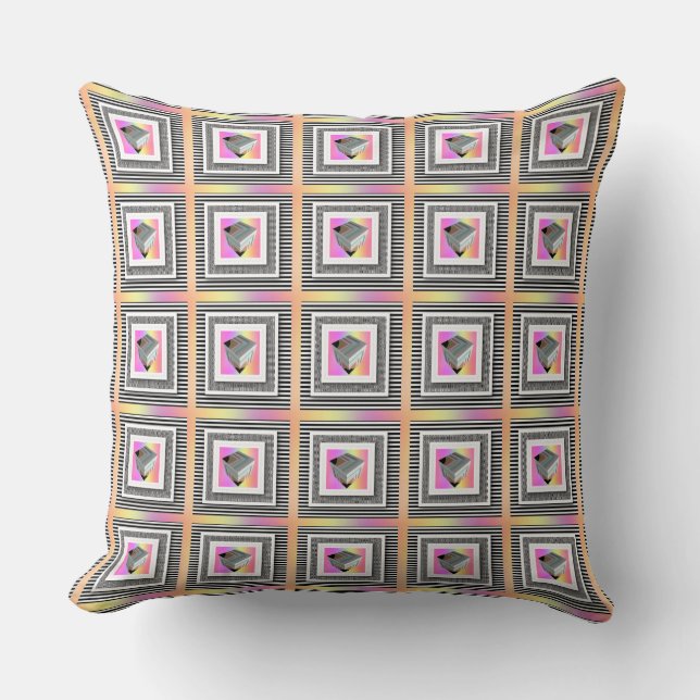 Pastel Cube With Stripes Repeat  Throw Pillow (Front)