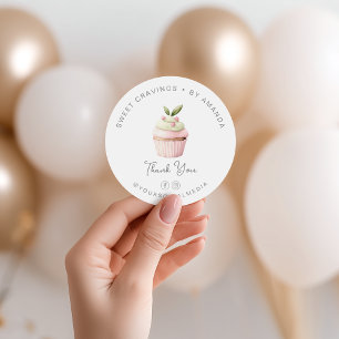 Pastel Cupcake Bakery Sweets Thank you Classic Round Sticker