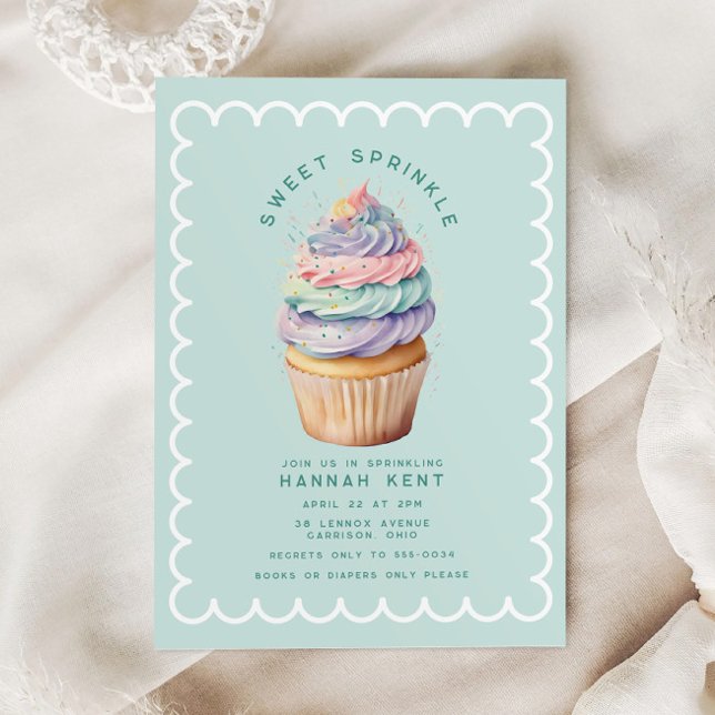 Pastel Cupcake Sweet Baby Shower Sprinkle Invitation (Creator Uploaded)