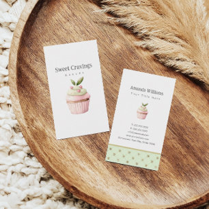 Pastel Cupcake Sweet Treats Bakery Watercolor Business Card