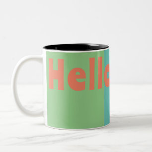 Pastel custom Monogram – Modern Mint, Coral  Two-Tone Coffee Mug