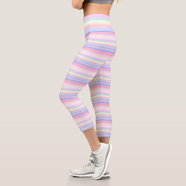 Pastel cute colours striped capri leggings (Left)