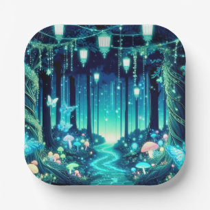 Pastel Cute Enchanted Forest Baby Shower Paper Plate