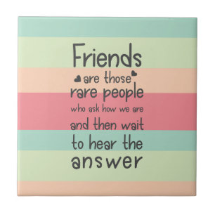 Pastel Cute Friends rare  Friendship Quote Stripes Tile
