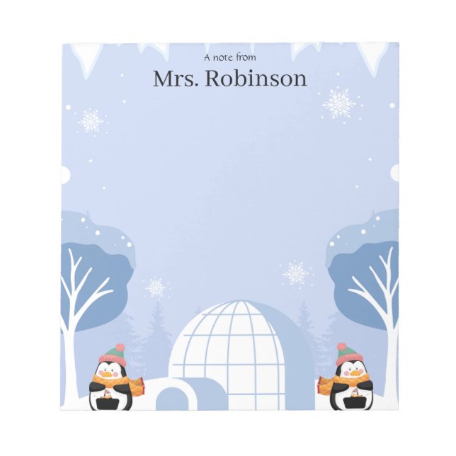 Pastel Cute Reindeer Christmas Teacher Notepad (Front)