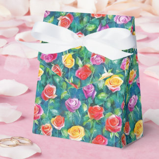 Pastel cute rose garden watercolor pattern favor box