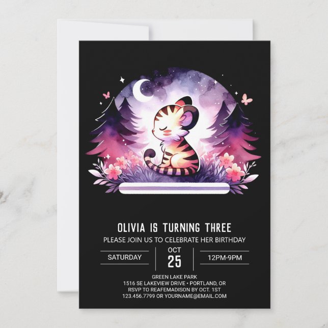 Pastel Cute Tiger Birthday Invitation (Front)