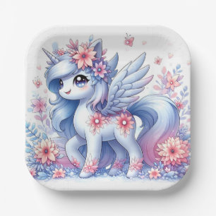 Pastel Cute Unicorn Baby Shower  Paper Plate