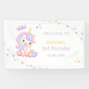 Pastel Cute Unicorn Magical Day Birthday  Banner
