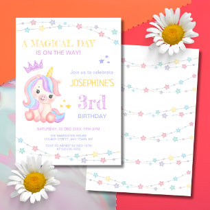 Pastel Cute Unicorn Magical Day Birthday  Invitation
