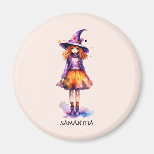 Pastel Cute Witch Girl - Halloween Aesthetic (2) Magnet