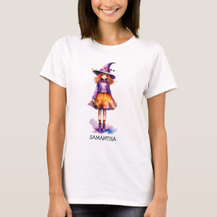 Pastel Cute Witch Girl - Halloween Aesthetic (2) T-Shirt