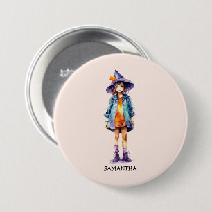 Pastel Cute Witch Girl Halloween Aesthetic 3 Inch Round Button
