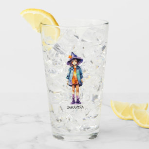 Pastel Cute Witch Girl Halloween Aesthetic  Glass