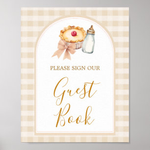 Pastel Cutie Pie En vichy Baby shower Livre d'or