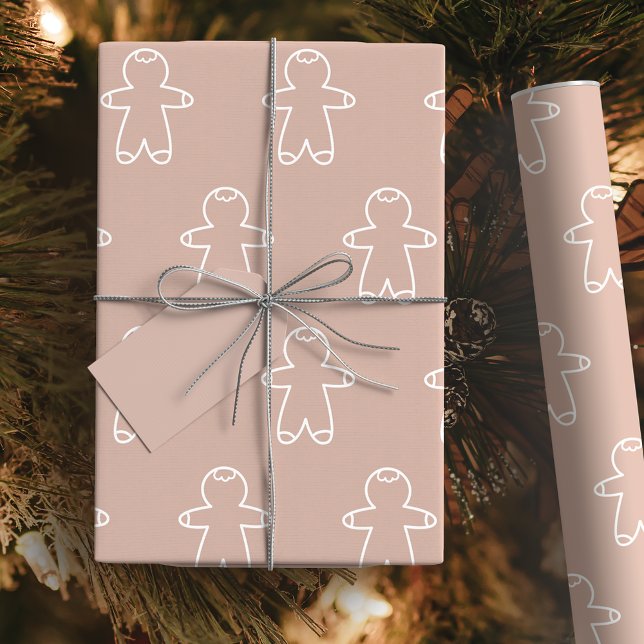 Pastel D2AFA1 Cookie Gingerbread Man Wrapping Paper (Pastel Cookie Gingerbread Man Wrapping Paper)