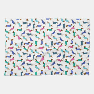Pastel Dachshund Dish Towel
