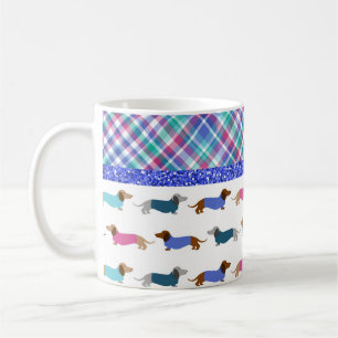 Pastel Dachshund Plaid Parties scintillant Mug