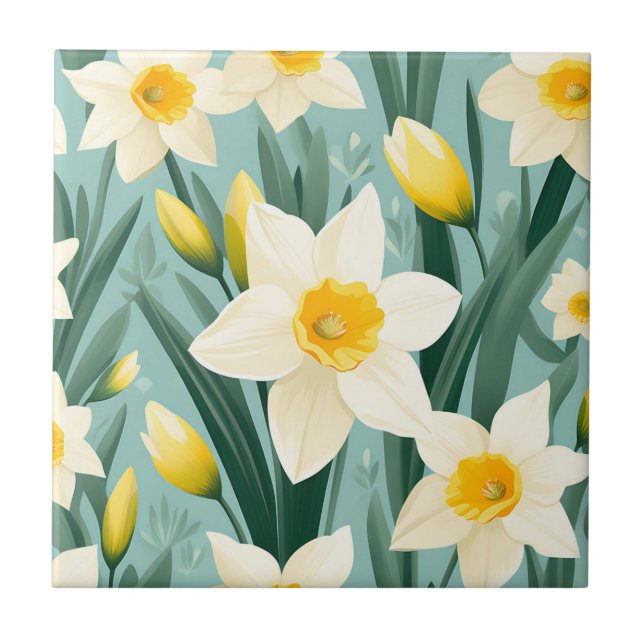 Pastel Daffodil Retro Tile (Front)
