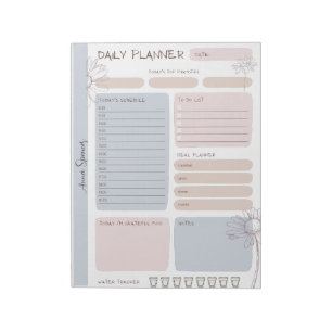 Pastel Daily Planner - Customizable Name Notepad
