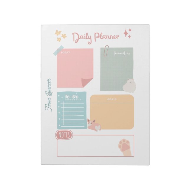 Pastel Daily Planner for Students Notepad (Rotated)