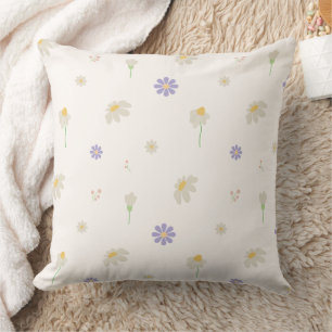 Pastel Daisy Floral Pattern Throw Pillow